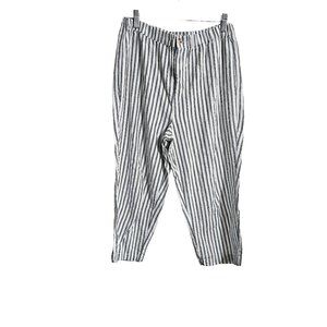 Forever 21 Linen flax pull on Pants‎ size Large cropped striped button close